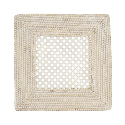 Platos decorativos cuadrados de rattán, set de 4 miniatura 3