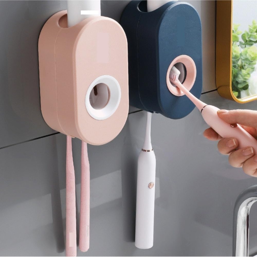 Portacepillos De Dientes para Baño Y Ducha Dispensador De Pasta Dientes Y Soporte For Cepillos, Estante Almacenamiento Sin Perforación(White)