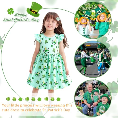 4th of July Toddler Girl Dress Memorial Day Outfit American Flag Flutter Dresses with Hair Clip, 3-8 Years3