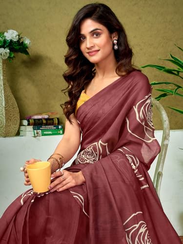 Image of Satrani Women's Chanderi Cotton Printed Ready To Wear One Minute Pre Pleated Readymade Saree with Unstitched Blouse Piece