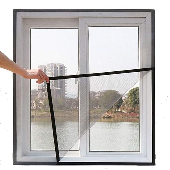 Image of Mosquito Net for Window (Size - 85cm X 115cm) Colour - Black DIY Upgraded Net for Windows Perfact Size Pre-Stitched Window Net for Home Ready to Use Removable Mesh for Windows