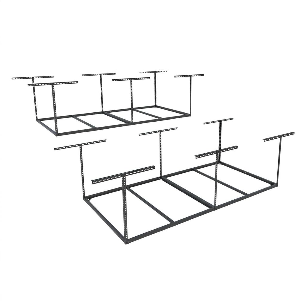 FLEXIMOUNTS 4x8 Overhead Garage Storage Rack, 2 Pack, Black