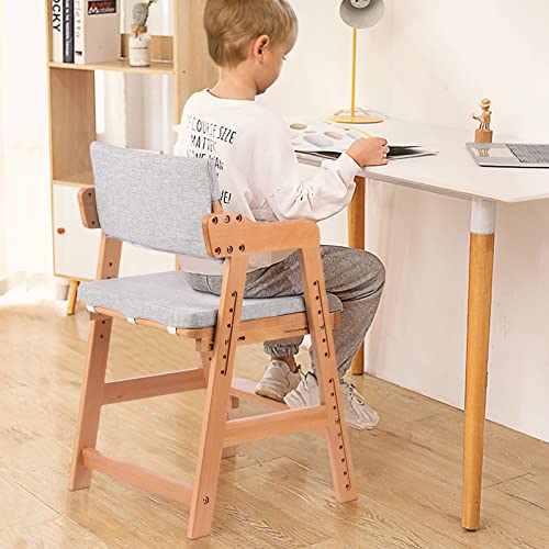 Ezebaby Wooden High Chair, Adjustable Highchair For Toddlers To Teens With Steps, Kids Dining Chair, Study Chair With Removable Cushion (Natural Color) #TOP7
