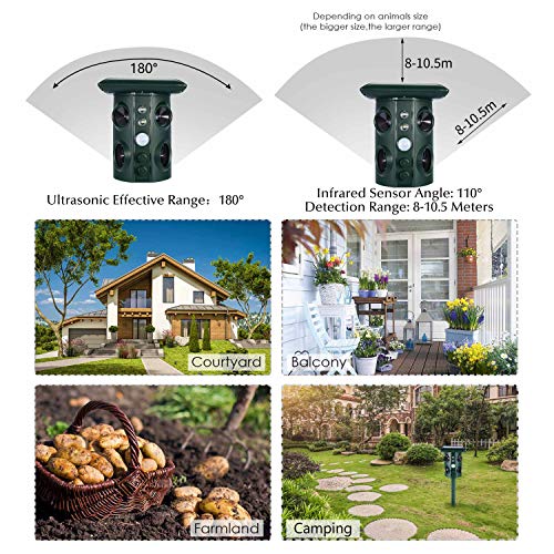 Ultraschall Tiervertreiber Solar Tierabwehr Wasserdicht Abwehr Katzenschreck Hundeschreck Marderabwehr vogelabwehr - 3