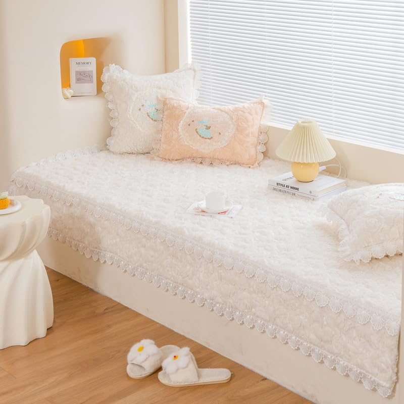 Tapis décoratif en peluche blanc pour salon et chambre chic