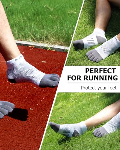 Image of WRELS Coolmax Toe Socks for Men Women,Athletic High Performance Cushion Crew Socks for Running Working(3 Pairs)