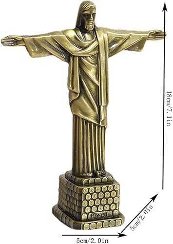 Miniatura 2 de Estatuilla de Cristo Redentor Artesanía de Metal Regalo Creativo Moda Hogar Oficina Decoración Estatua de Jesús