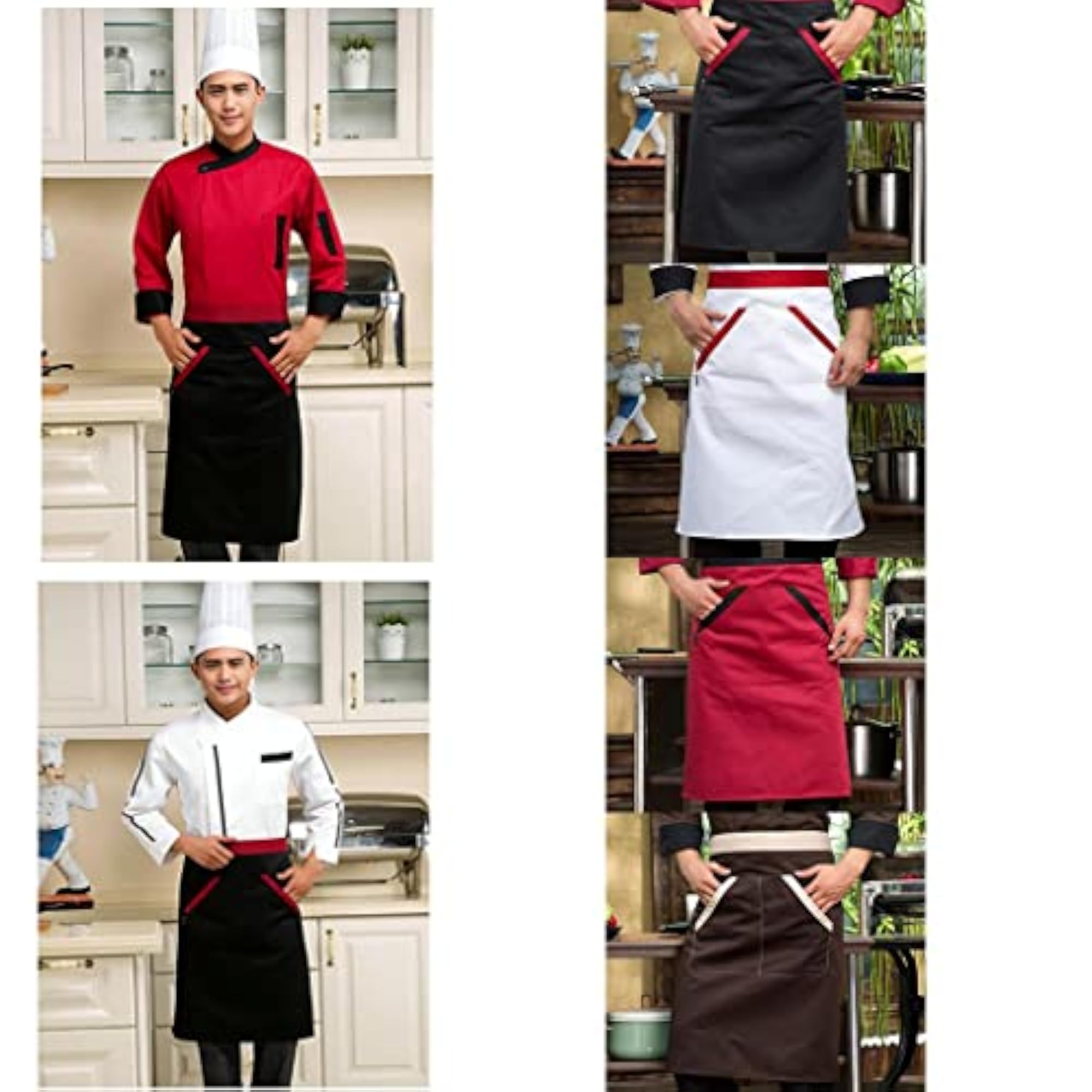 Kitchen Apron for Chefs and Waiters, Brown Half-Length Uniform