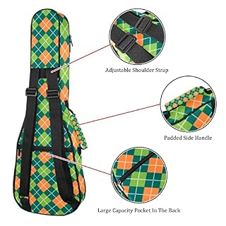 Housse pour ukulélé – Motif écossais vert – 10 mm d’épaisseur – Rembourrage en éponge de 53,3 cm – Avec sangles… - Les Beatles, Paul McCartney, John Lennon, RIngo Starr, George Harrison Housse pour ukulélé - Motif écossais vert - 10 mm d'épaisseur - Rembourrage en éponge de 53,3 cm - Avec sangles… – Image 3