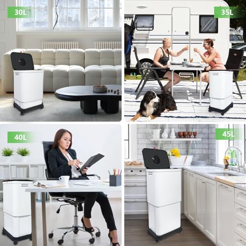 HI NINGER 3 Pack Kitchen Trash Can with Lid, 13 Gallon Trash Can for Home Office Bedroom Living Room Outdoor 45Liter Trash Bin,Comes with Two 2.2 Gallon Bathroom Trash cans with lids（with Garbage Bag - Thumbnail 6