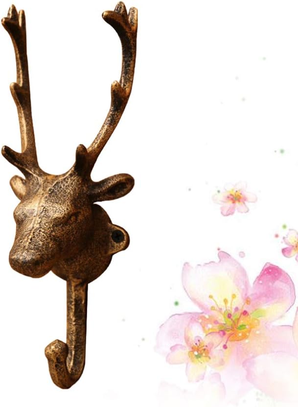 レトロな装飾壁マウント洋服ラック鉄鹿ヘッドフックヴィンテージ服ヘッドフック壁フックコーヒーリビングルームの壁鹿の角の装飾高耐久洋服ラ