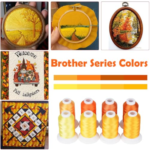 Image of Simthread 8 Shades 550Yds Each 40WT Polyester Embroidery Thread Yellow Set | 8-shade yellow set with 550Yds each offers smooth 40WT polyester thread for home and commercial embroidery machines.