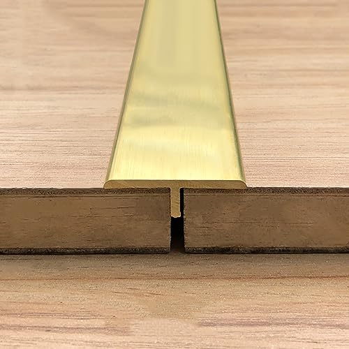 T Shaped Flooring Transition Strips, Heavy Duty Brass Edging Trim for Wooden Flooring, Seam Binder and Ramp Reducer