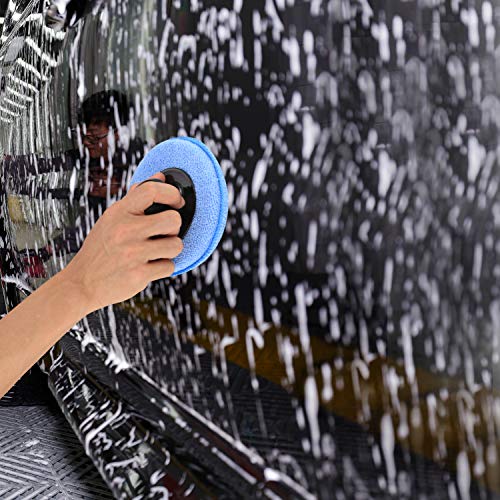 10 STK Auto Applikator Pads, Mikrofaser Wachsapplikator, Auto Reinigungsschwämme Polierpads, Auto Handpolierschwamm Wachsen Applicator Pads Schwämm für sauberes Auto Fahrzeug, mit Griff