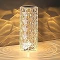 Portable Crystal Table Lamp, 3-Color Touch Control Rechargeable Night Light, Bedside & Desk Lamp for Bedroom, Living Room, Kitchen & Dining Room (3-Color Rose)