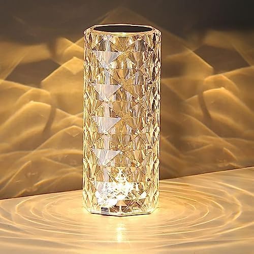 Portable Crystal Table Lamp,3 Color Touch Control Rechargeable La...