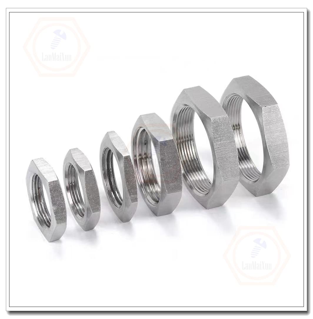 M20-1.0,Opposite Side 27 mm，3.5mm Thick,Thin Hexagon Fine Thread Fine Tooth Nuts 304 Stainless Steel GB808 Quantity 5
