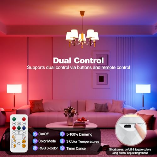Ampoule LED E27 RGB à piles 2600mAh rechargeable avec télécommande | Lot de 2 - 7