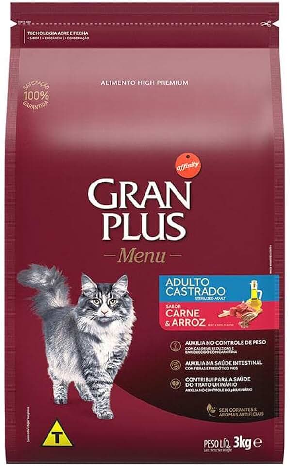 Granplus Ração Para Gatos Castrados Gran Plus Carne E Arroz 3Kg