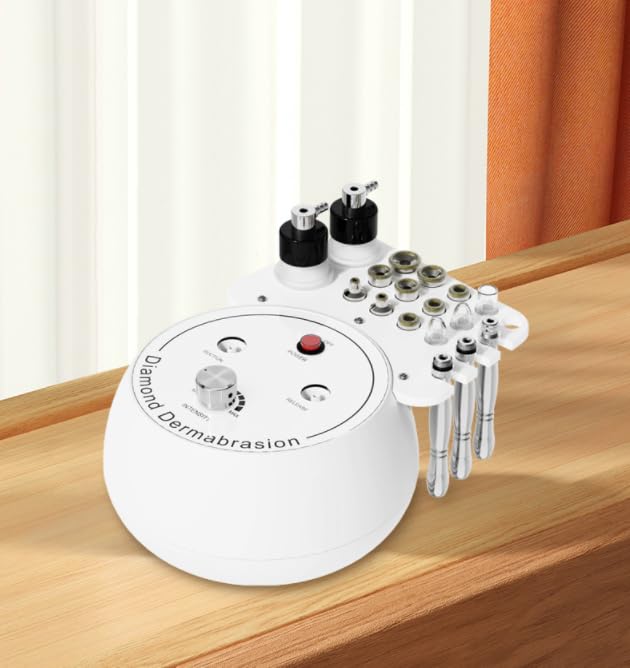 3-in-1 Diamond Microdermabrasion Machine for Home Use, Professional Facial Exfoliating & Pore Cleansing Device with Wands, Diamond Tips, Spray Bottle & Vacuum Glass Tubes for Women