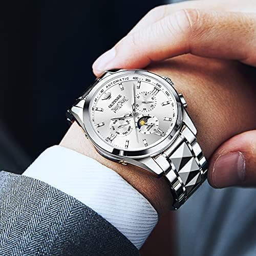 Image of OUPINKE Men's Skeleton Mechanical Watches Luxury Dress Automatic Self Winding Sapphire Crystal Waterproof Tungsten Steel Band Wrist Watches