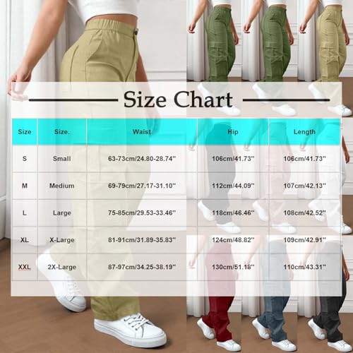 Cargo Pants for Women Casual High Waisted Hiking Pants Baggy Stretchy Wide Leg Multi-Pockets Streetwear Trousers3
