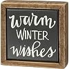 Primitives by Kathy 109409 Warm Winter Wishes Mini Box Sign 3 inch Length Wood and Enamel