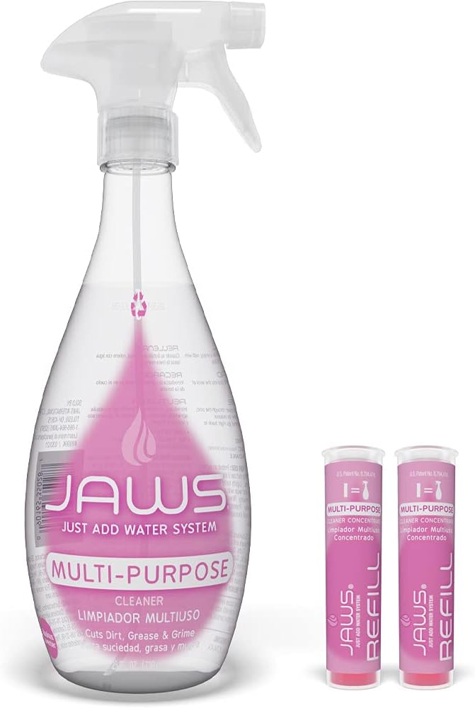 Multi-Purpose Cleaner Kit - 25 oz Refillable Bottle, 2 Lavender Scented Refills, Ideal for Bathrooms, Kitchens, Floors, and More