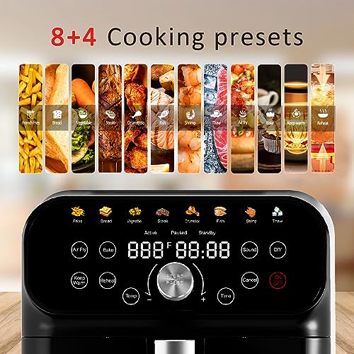 WHALL Air Fryer, 6.2QT Air Fryer Oven with LED Digital Touchscreen, 12