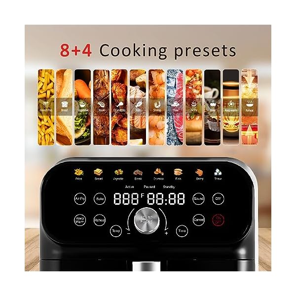 WHALL Air Fryer, 6.2QT Air Fryer Oven with LED Digital Touchscreen, 12-in-1 Cooking Functions Air fryers, Dishwasher-Safe Basket, Stainless Steel/BS - Image 3