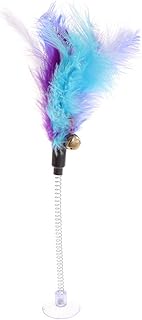 tegongse Cat Toys Feather, Stick Spring Suction Cup Pet Teaser Funny Interactive Wand Toy