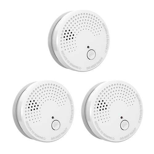 3 Pack Smoke Detector Fire Alarms 9V Battery Operated Photoelectric