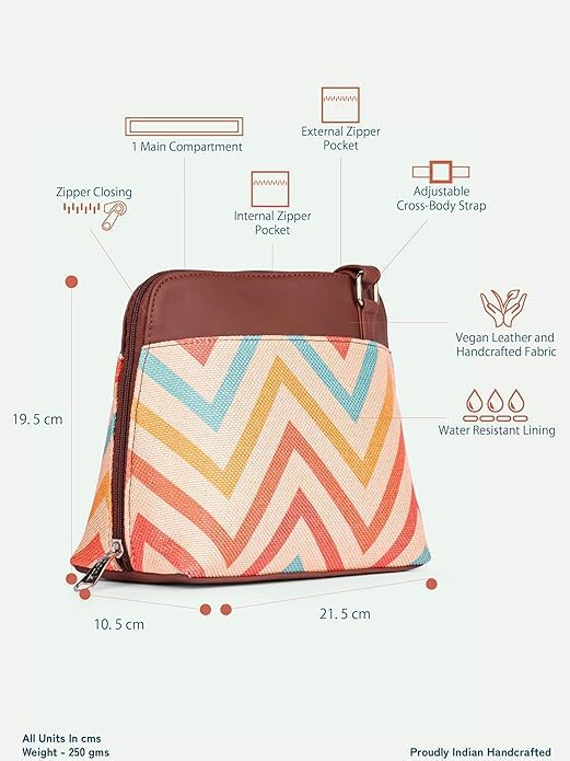 Printed Vegan Leather Sling Bag for Women – Stylish Crossbody Handbag with Adjustable Strap, Lightweight Purse for Travel & Everyday Use