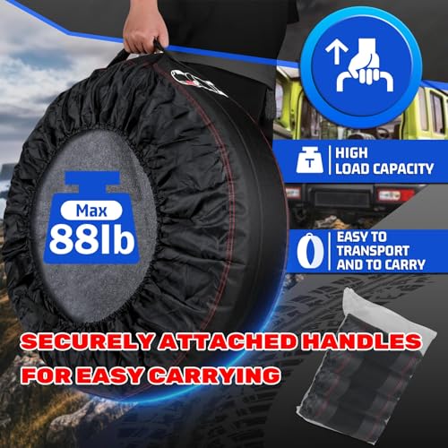 MATGUARDPRO Tire Storage Bags for Cars, Portable Tire Tote for Seasonal Tire Change, Handle for Easy Transportation, Universal Spare Tire Covers Fit 21–32 Inch Diameter Tires, Set of 4, Black