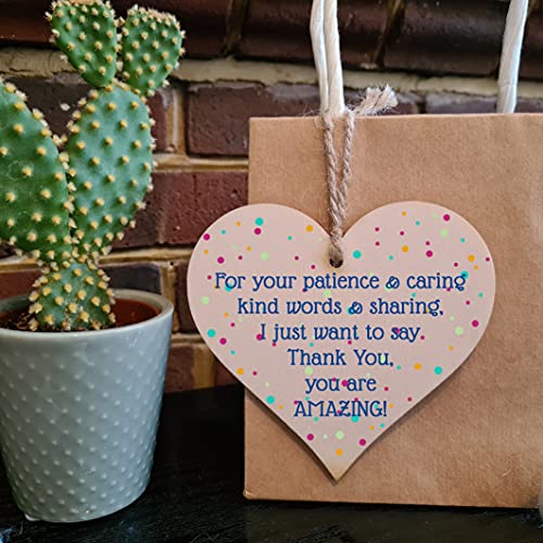 The Plum Penguin Handmade Wooden Hanging Heart Plaque Gift Thank You Amazing Friendship Teacher Colleague Present Card Alternative - Image 2