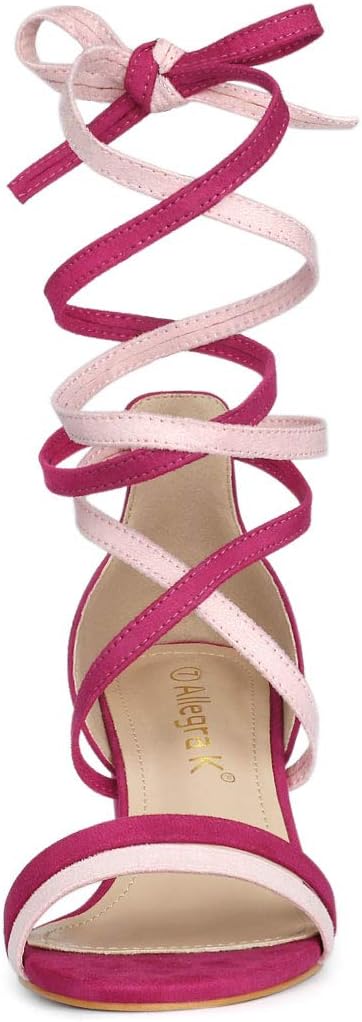 Allegra K Women's Open Toe Color Block Heel Lace Up Sandals - Image 3