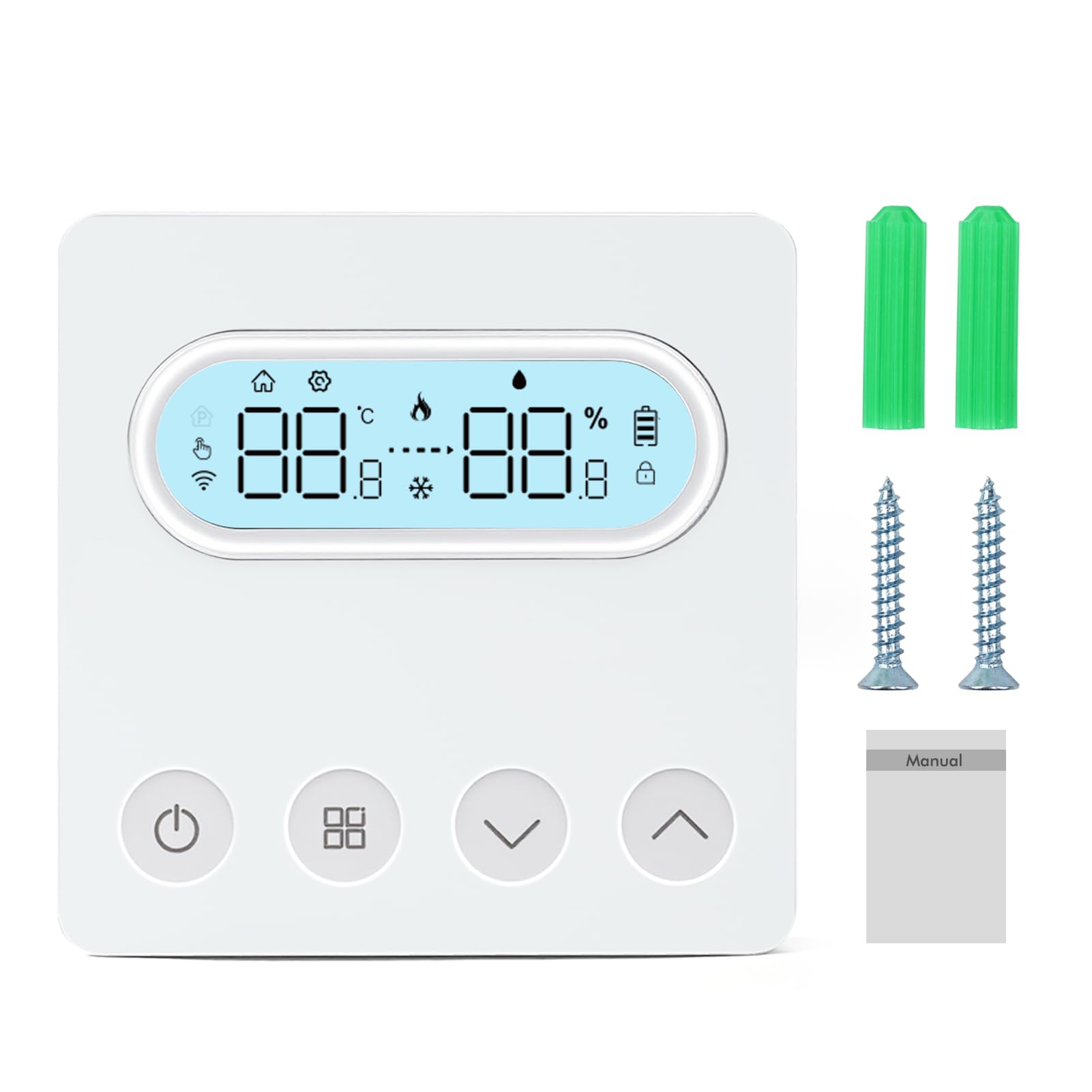 Termostato Smart, termostato intelligente WiFi, caldaia a parete, regolatore di temperatura compatibile con Alexa Smart Life