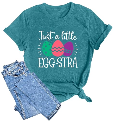 Image of Women Happy Easter T Shirt Bunny Rabbit Graphic T-Shirt Funny Letter Printed Shirts Short Sleeve Tops