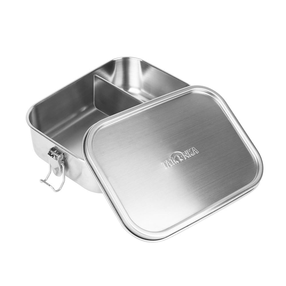 Tatonka Edelstahl Brotdose Lunch Box 2 Lock (800 ml / 1000ml) - Brotbox mit Unterteilung und Bügelverschluss- unzerbrechlich, schadstofffrei, spülmaschinenfest, plastikfrei und BPA-frei - 0,8l oder 1l