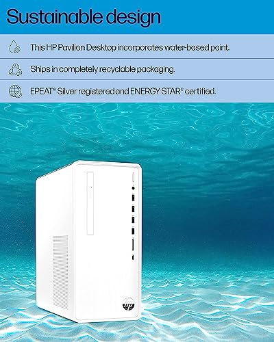 Image of 2023 HP Pavilion Desktop, 12th Gen Intel Core i7-12700 Processor(12-core), 12GB RAM, 512GB SSD, Intel UHD Graphics 770, 9 USB Ports, Wired Keyboard and Mouse Combo, Windows 11 Home
