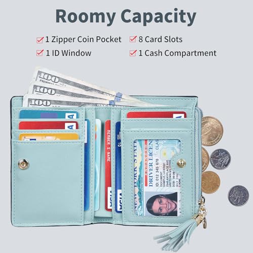 Gostwo Small Wallets for Women, Stylish Womens Wallet with ID Window, Zippered Coin Pocket and Tassel. Cute RFID Wallet for Women, ideal for Teen Girls, Commuters, and Women for Daily Use3