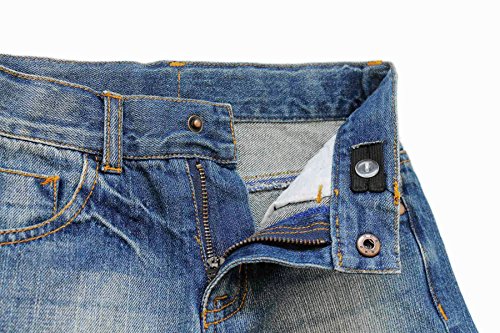 Bienzoe Boys Adjustable Waist Jeans: Cowboy Low Waist Ripped Cotton Straight Slim Denim Pant4