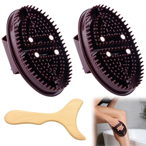 2 cepillos de masaje con madera de haya natural Gua Sha, cepillo profesional de meridiano, cuerpo Gua Sha, cepillo de masaje corporal, celulitis de cuerpo entero, masaje para la cintura, abdomen