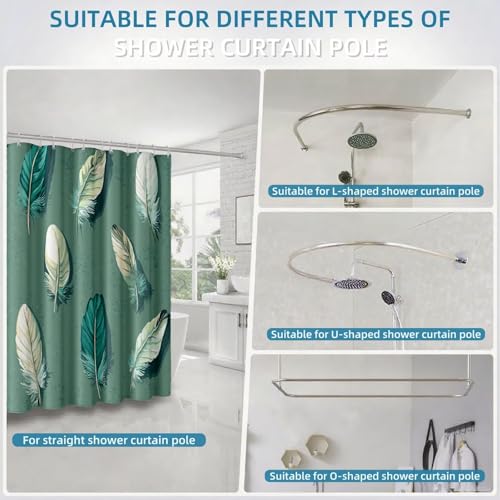 Rideau de douche 180x180 cm polyester tissu lavable avec oeillets et ourlet lest&eacute; - 6