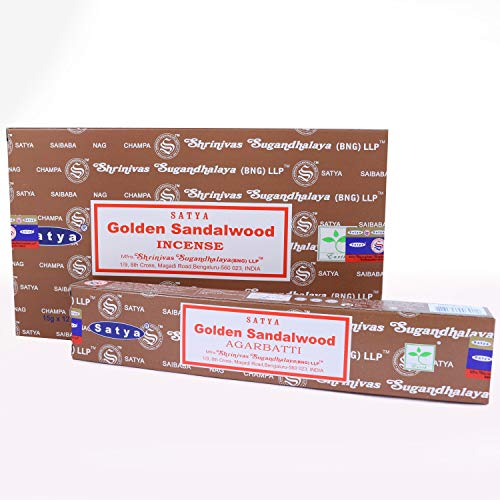 Satya Nag Champa Incense Sticks, 12 Count (Golden Sandalwood)