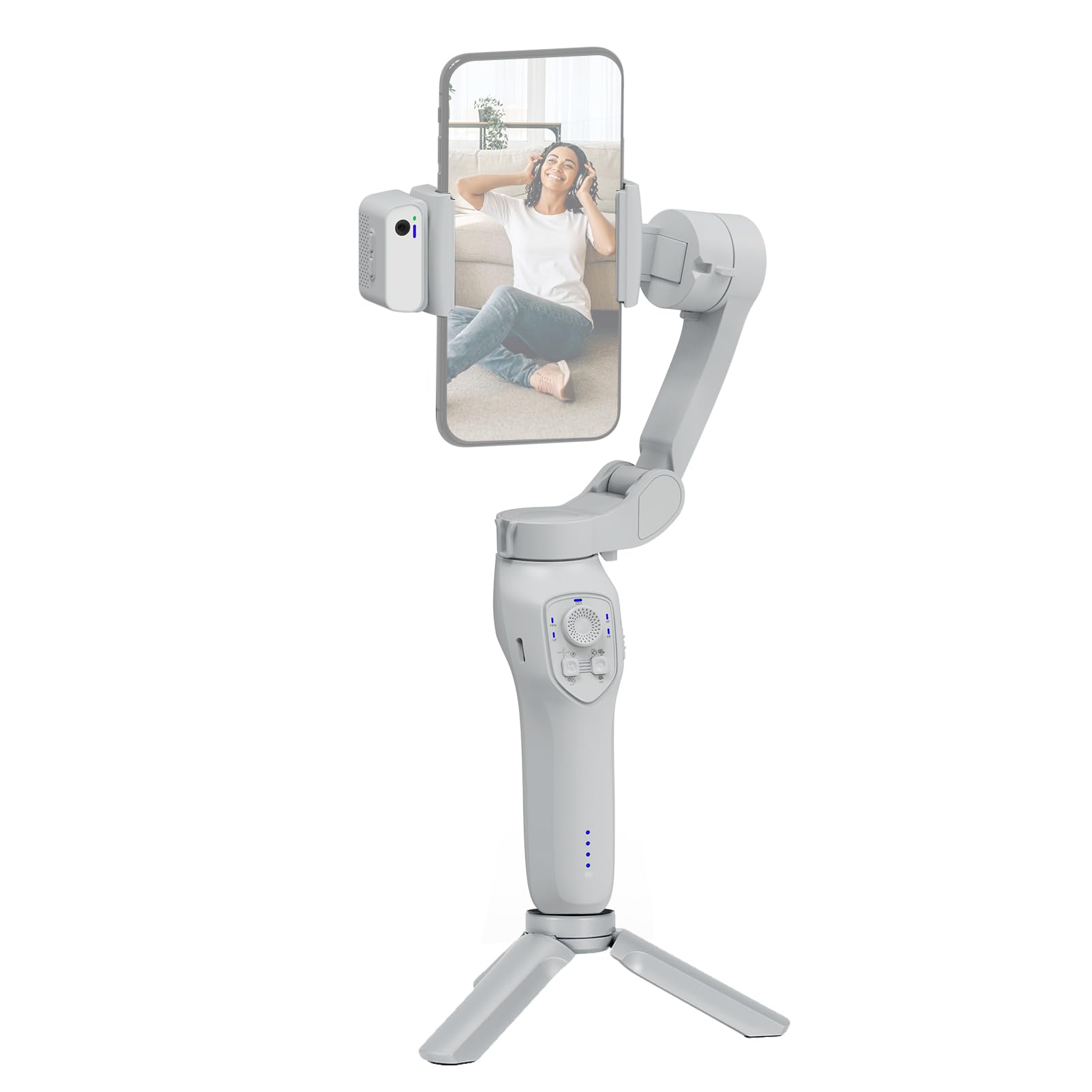 Labymos 3-Axis Stabilizer Gimbal Stabilizer for Smartphone 0.28g/0.61 Payload -shaking Support Gestures Control BT Connection with AI Vision Sensor & Fill Light Module Replacement for