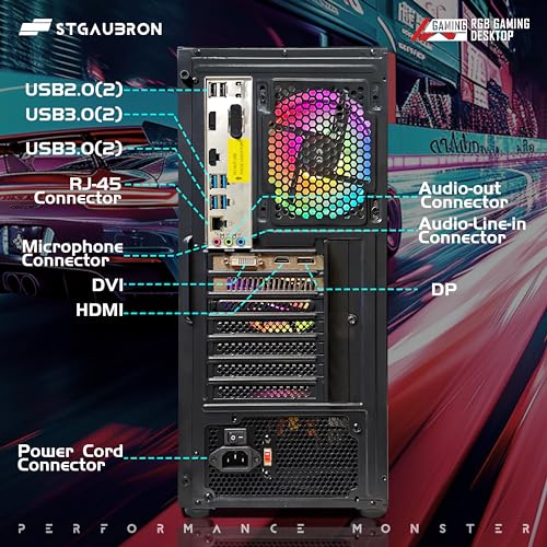 Image of STGAubron Gaming PC Computer Desktop, Radeon RX 5500 XT 8G GDDR6, Intel Core i5-9400F up to 4.1GHz, 16G DDR4, 512G SSD, 600M WiFi, BT 5.0, RGB Fan x4, Windows 11 Home
