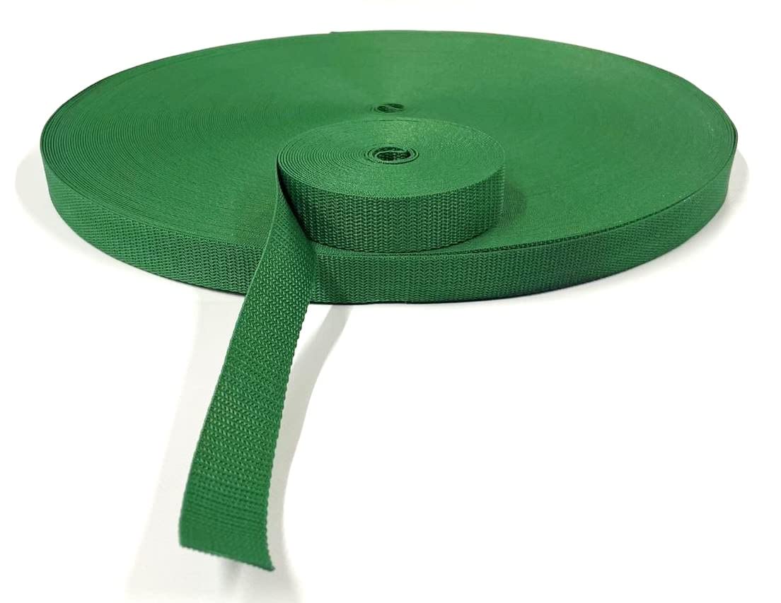 25mm Polypropylene Webbing Lightweight Strap For Backpacks Belts Handles Bags Straps Dog Leads (10 Metres, Forest Green)