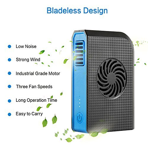 Skyocean Small Personal Fan with 6000mAh power bank, Mini Battery USB Desk Fan with Portable Charger Best using in Travel Office School Kitchen outdoor sport Camping Equipment (Black)