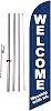 Welcome Worship with us Church 15 foot Feather Banner Sign with Flag Pole Kit and Ground Spike